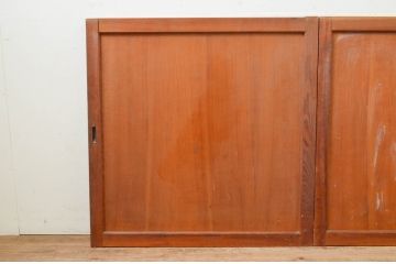アンティーク建具　経年を感じさせる木味が魅力の板戸窓2枚セット(引き戸)(R-069636)