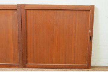アンティーク建具　経年を感じさせる木味が魅力の板戸窓2枚セット(引き戸)(R-069637)