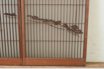  アンティーク建具　山と海どちらの風情も味わえる書院窓2枚セット(書院戸、引き戸)(R-069638)