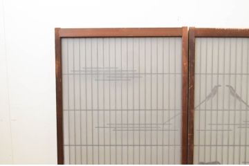  アンティーク建具　山と海どちらの風情も味わえる書院窓2枚セット(書院戸、引き戸)(R-069638)