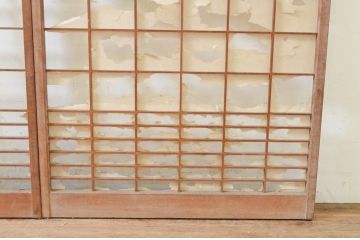アンティーク建具　どこか懐かしい雰囲気溢れる障子戸2枚セット(引き戸、障子窓)(R-069639)