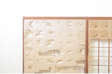 アンティーク建具　どこか懐かしい雰囲気溢れる障子戸2枚セット(引き戸、障子窓)(R-069639)