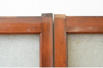 アンティーク建具　大正ロマンな雰囲気作りにおすすめな古い洋館の幅狭ガラス窓4枚セット(引き戸、ガラス戸)(R-069640)
