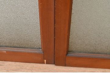 アンティーク建具　大正ロマンな雰囲気作りにおすすめな古い洋館の幅狭ガラス窓4枚セット(引き戸、ガラス戸)(R-069640)
