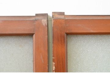アンティーク建具　大正ロマンな雰囲気作りにおすすめな古い洋館の幅狭ガラス窓4枚セット(引き戸、ガラス戸)(R-069640)