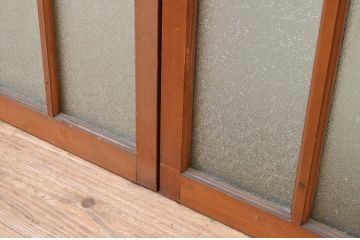 アンティーク建具　大正ロマンな雰囲気作りにおすすめな古い洋館の幅狭ガラス窓4枚セット(引き戸、ガラス戸)(R-069640)
