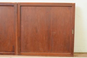 アンティーク建具　どこか懐かしい雰囲気漂う板戸窓2枚セット(引き戸)(R-069641)