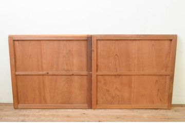 アンティーク建具　どこか懐かしい雰囲気漂う板戸窓2枚セット(引き戸)(R-069641)