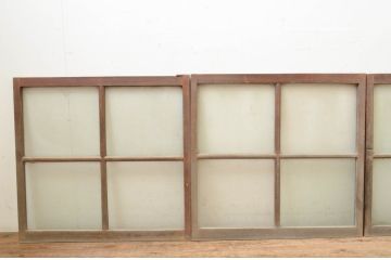 アンティーク建具　レトロな空間作りにおすすめなガラス窓4枚セット(引き戸、ガラス戸)(R-069643)