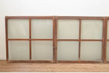 アンティーク建具　レトロな空間作りにおすすめなガラス窓4枚セット(引き戸、ガラス戸)(R-069643)