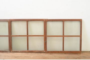 アンティーク建具　レトロな空間作りにおすすめなガラス窓4枚セット(引き戸、ガラス戸)(R-069643)