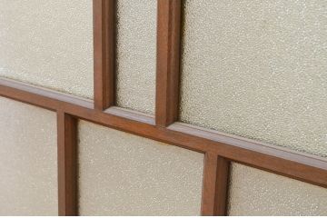 アンティーク建具　上手物!!　タモ材　両面　両取り　大正ロマンなお部屋作りにおすすめなガラス窓2枚セット(引き戸、ガラス戸)(R-069644)