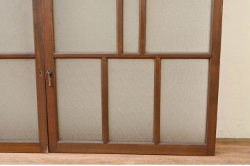 アンティーク建具　上手物!!　タモ材　両面　両取り　大正ロマンなお部屋作りにおすすめなガラス窓2枚セット(引き戸、ガラス戸)(R-069644)