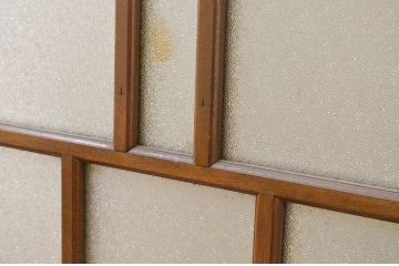 アンティーク建具　上手物!!　タモ材　両面　両取り　大正ロマンなお部屋作りにおすすめなガラス窓2枚セット(引き戸、ガラス戸)(R-069644)