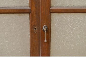 アンティーク建具　上手物!!　タモ材　両面　両取り　大正ロマンなお部屋作りにおすすめなガラス窓2枚セット(引き戸、ガラス戸)(R-069644)