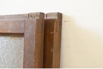 アンティーク建具　上手物!!　タモ材　両面　両取り　大正ロマンなお部屋作りにおすすめなガラス窓2枚セット(引き戸、ガラス戸)(R-069644)