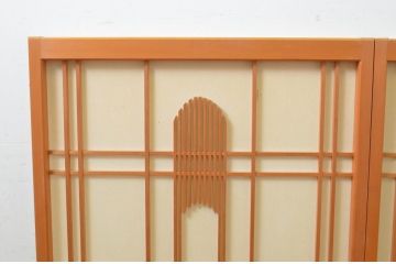 ビンテージ建具　和モダンな空間を演出する変わりデザインの障子窓2枚セット(引き戸、障子戸、ヴィンテージ)(R-069645)