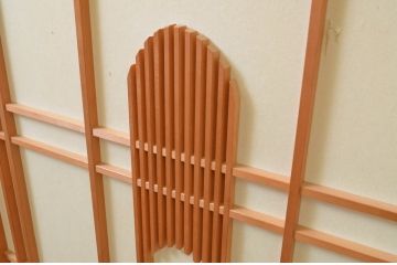 ビンテージ建具　和モダンな空間を演出する変わりデザインの障子窓2枚セット(引き戸、障子戸、ヴィンテージ)(R-069645)