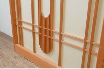 ビンテージ建具　和モダンな空間を演出する変わりデザインの障子窓2枚セット(引き戸、障子戸、ヴィンテージ)(R-069645)