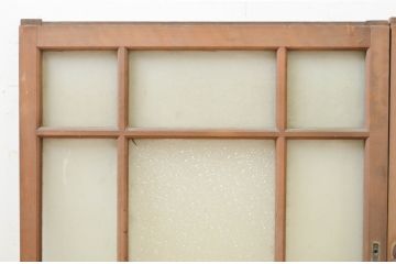 アンティーク建具　大正ロマン　どこか懐かしい雰囲気漂うガラス窓2枚セット(引き戸、ガラス戸)(R-069648)