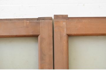 アンティーク建具　大正ロマン　どこか懐かしい雰囲気漂うガラス窓2枚セット(引き戸、ガラス戸)(R-069648)