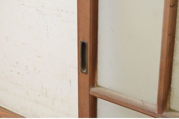 アンティーク建具　大正ロマン　どこか懐かしい雰囲気漂うガラス窓2枚セット(引き戸、ガラス戸)(R-069648)