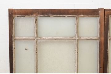 アンティーク建具　大正ロマン　どこか懐かしい雰囲気漂うガラス窓2枚セット(引き戸、ガラス戸)(R-069648)