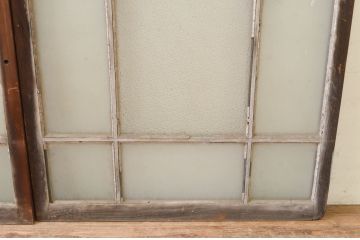 アンティーク建具　大正ロマン　どこか懐かしい雰囲気漂うガラス窓2枚セット(引き戸、ガラス戸)(R-069648)