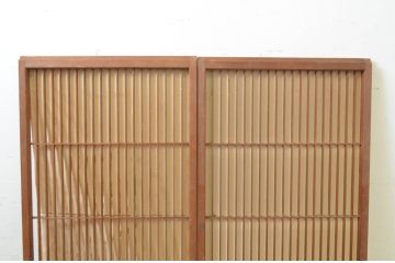 アンティーク建具　和の空間を演出する幅狭障子窓2枚セット(引き戸、障子戸)(R-069649)