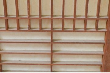 アンティーク建具　和の空間を演出する幅狭障子窓2枚セット(引き戸、障子戸)(R-069649)