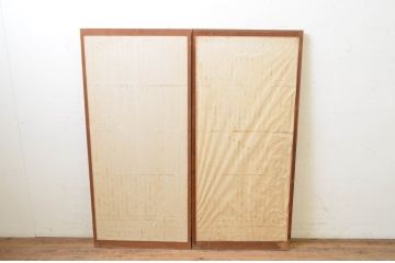 アンティーク建具　和の空間を演出する幅狭障子窓2枚セット(引き戸、障子戸)(R-069649)