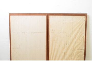 アンティーク建具　和の空間を演出する幅狭障子窓2枚セット(引き戸、障子戸)(R-069649)