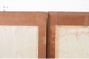アンティーク建具　和の空間を演出する幅狭障子窓2枚セット(引き戸、障子戸)(R-069649)
