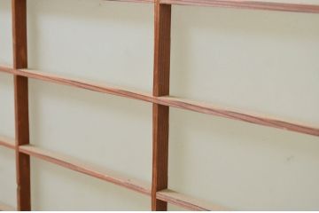 アンティーク建具　レトロな空間演出におすすめの格子入りガラス戸2枚セット(引き戸、格子戸、窓)(R-069650)