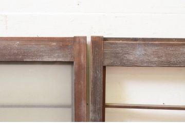 アンティーク建具　レトロな空間演出におすすめの格子入りガラス戸2枚セット(引き戸、格子戸、窓)(R-069651)