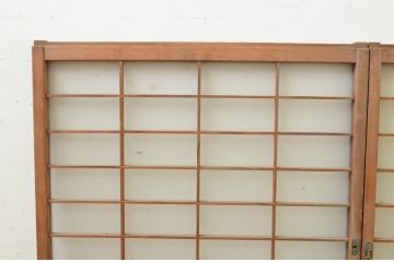 アンティーク建具　レトロな空間演出におすすめの格子入りガラス戸2枚セット(引き戸、格子戸、窓)(R-069652)