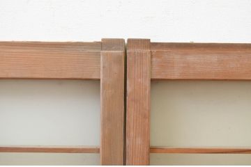 アンティーク建具　レトロな空間演出におすすめの格子入りガラス戸2枚セット(引き戸、格子戸、窓)(R-069652)