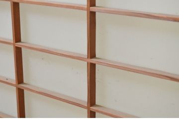 アンティーク建具　レトロな空間演出におすすめの格子入りガラス戸2枚セット(引き戸、格子戸、窓)(R-069652)