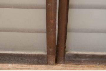 アンティーク建具　レトロな空間演出におすすめの格子入りガラス戸2枚セット(引き戸、格子戸、窓)(R-069652)