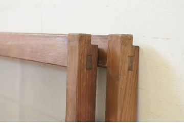 アンティーク建具　レトロな空間演出におすすめの格子入りガラス戸2枚セット(引き戸、格子戸、窓)(R-069652)