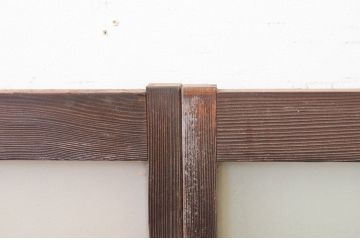 アンティーク建具　レトロな空間を演出する格子入り幅狭ガラス窓4枚セット(引き戸、ガラス戸、格子戸)(R-069653)