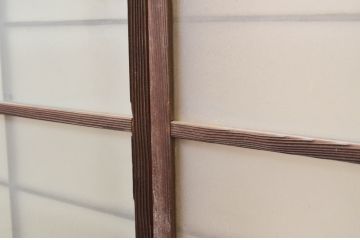アンティーク建具　レトロな空間を演出する格子入り幅狭ガラス窓4枚セット(引き戸、ガラス戸、格子戸)(R-069653)