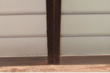 アンティーク建具　レトロな空間を演出する格子入り幅狭ガラス窓4枚セット(引き戸、ガラス戸、格子戸)(R-069653)