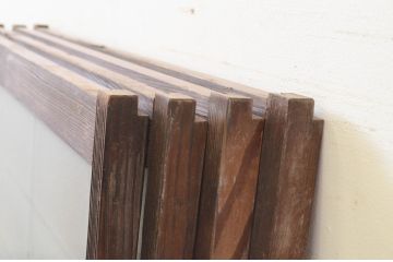 アンティーク建具　レトロな空間を演出する格子入り幅狭ガラス窓4枚セット(引き戸、ガラス戸、格子戸)(R-069653)