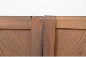 アンティーク建具　総欅(ケヤキ)材　1枚板　落ち着いた和の空間を演出する板戸窓2枚セット(引き戸)(R-069655)