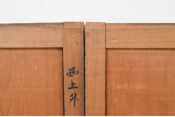 アンティーク建具　漆塗り　落ち着いた和の空間を演出する板戸窓2枚セット(引き戸)(R-069656)