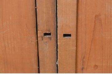 アンティーク建具　漆塗り　落ち着いた和の空間を演出する板戸窓2枚セット(引き戸)(R-069656)