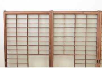 アンティーク建具　風情のある佇まいが魅力的な格子入り幅狭ガラス戸4枚セット(窓、引き戸、格子戸)(R-069662)