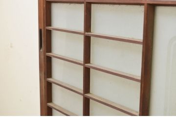 アンティーク建具　風情のある佇まいが魅力的な格子入り幅狭ガラス戸4枚セット(窓、引き戸、格子戸)(R-069662)