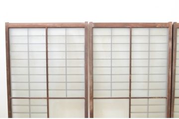 アンティーク建具　風情のある佇まいが魅力的な格子入り幅狭ガラス戸4枚セット(窓、引き戸、格子戸)(R-069662)